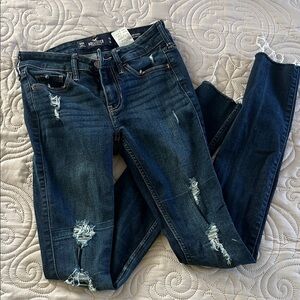 Hollister Dark Blue Distressed Skinny Jeans